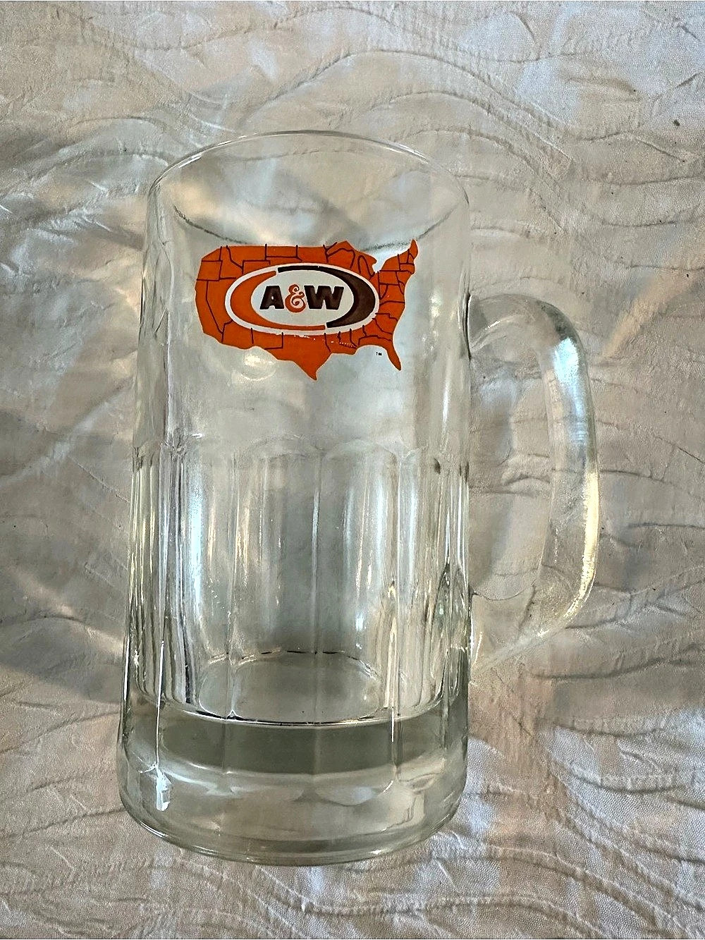 A&W Vintage A&W Root Beer USA Map Logo Heavy Glass Mug Vintage Root Beer USA Map